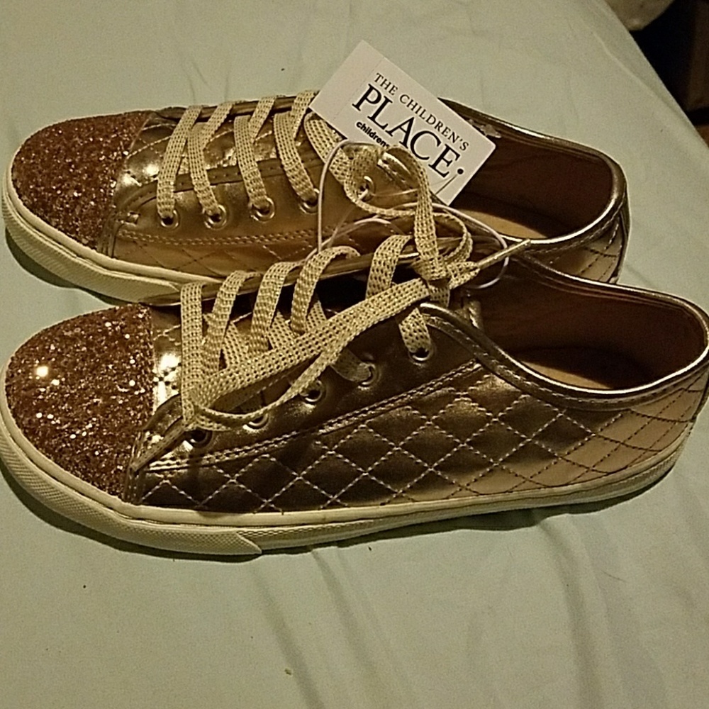 Rose gold girls tennis shoes